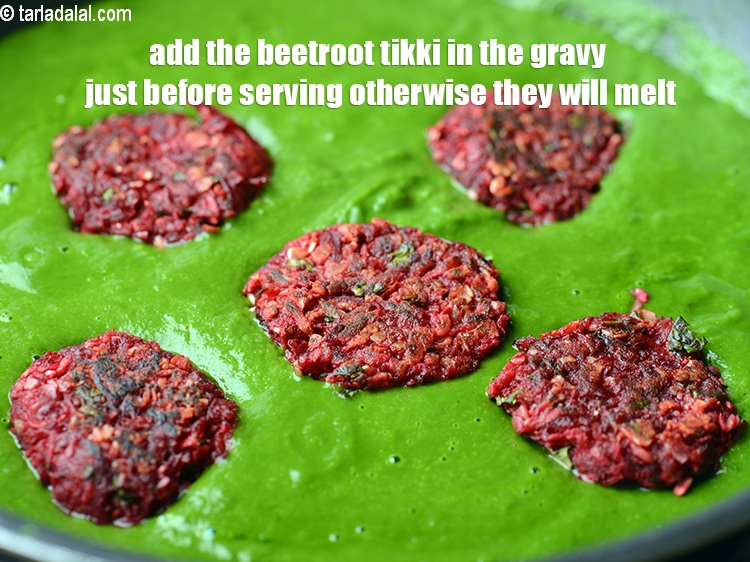 Step 41 – Add the beetroot tikki in the gravy just before serving otherwise they will melt.