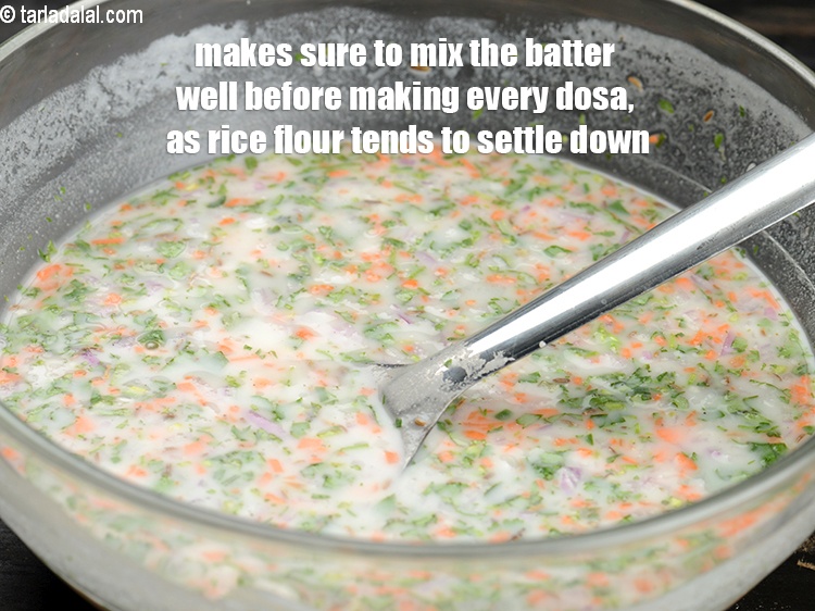 Step 23 – Makes sure to mix the batter well before making every dosa, as rice flour tends …