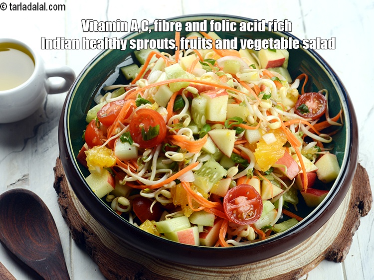Step 21 – Vitamin A,C, fibre and folic acid rich <meta charset="UTF-8" /><strong>Indian healthy sprouts, fruits and&nbsp;vegetable salad.</strong>