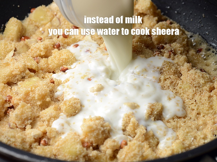 Step 19 – Instead of milk you can use water to cook sheera.