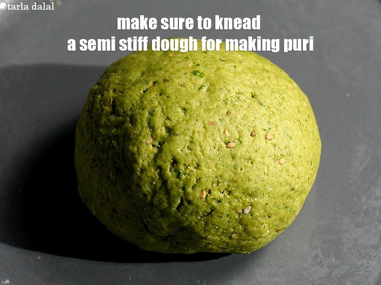 Step 21 – Make sure to knead a semi stiff dough for making puri.