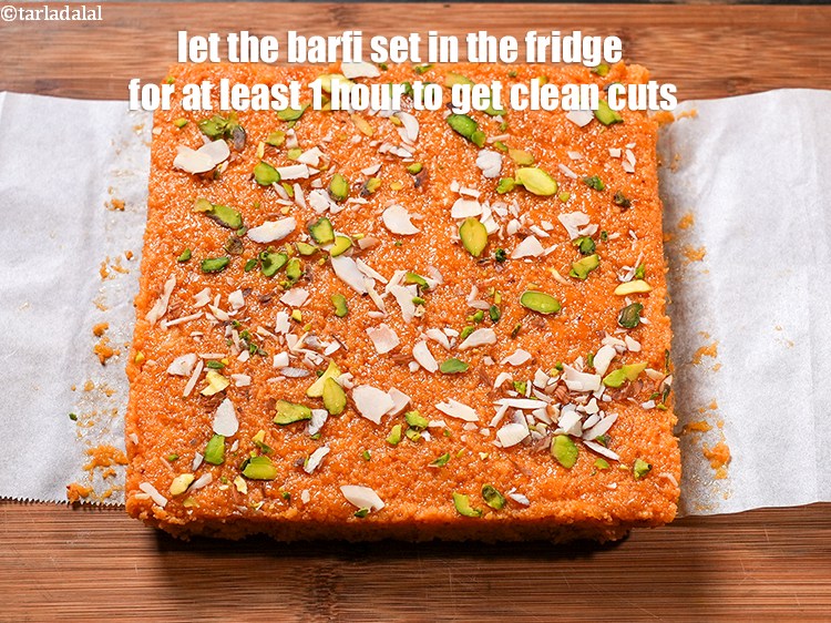 Step 23 – Let the barfi set in the fridge for at least 1 hour to get clean …