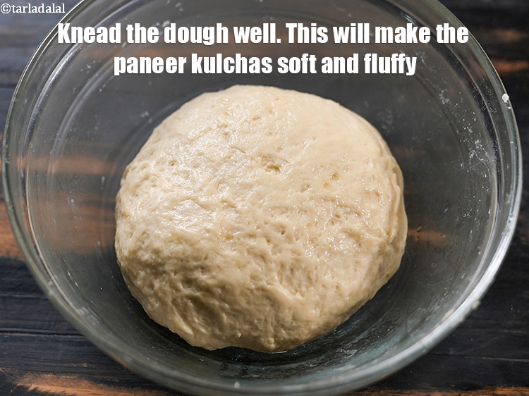 Step 42 – <p>Knead the dough well. This will make the <strong>paneer kulchas</strong> soft and fluffy.</p>