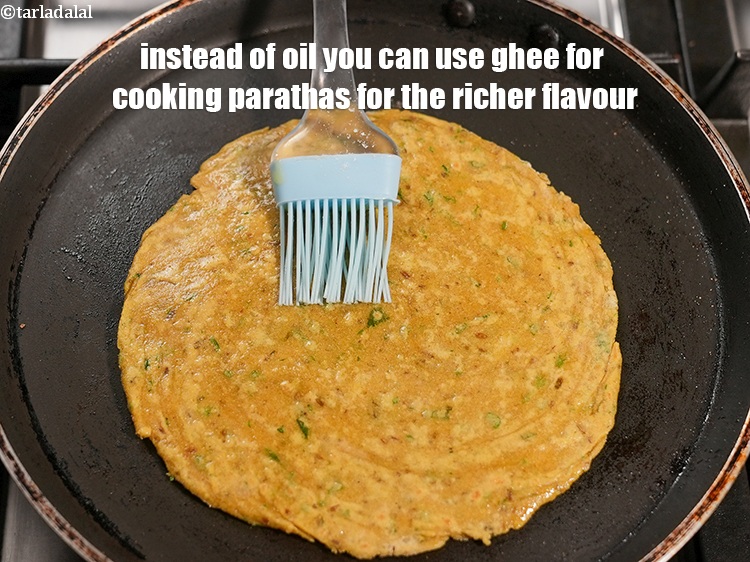 Step 31 – Instead of oil you can use ghee for cooking parathas for the richer flavour.