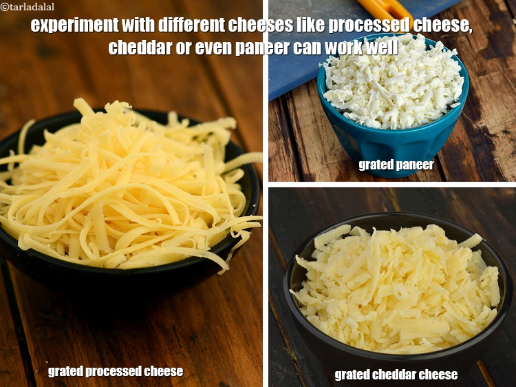 Step 39 – Experiment with different cheeses like processed cheese, cheddar or even paneer can work well.