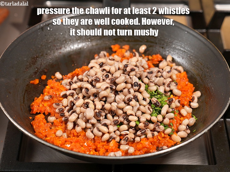 Step 44 – Pressure the chawli for at least 2 whistles so they are well cooked. However, it …