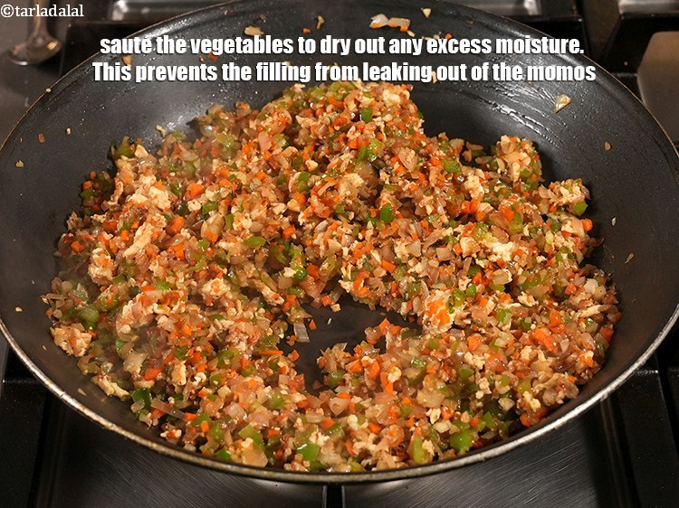 Step 38 – Saut&eacute; the vegetables to dry out any excess moisture. This prevents the filling from leaking …