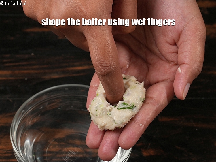 Step 27 – Shape the batter using wet fingers.