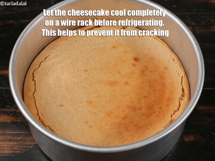 Step 33 – Let the cheesecake cool completely on a wire rack before refrigerating. This helps to prevent …
