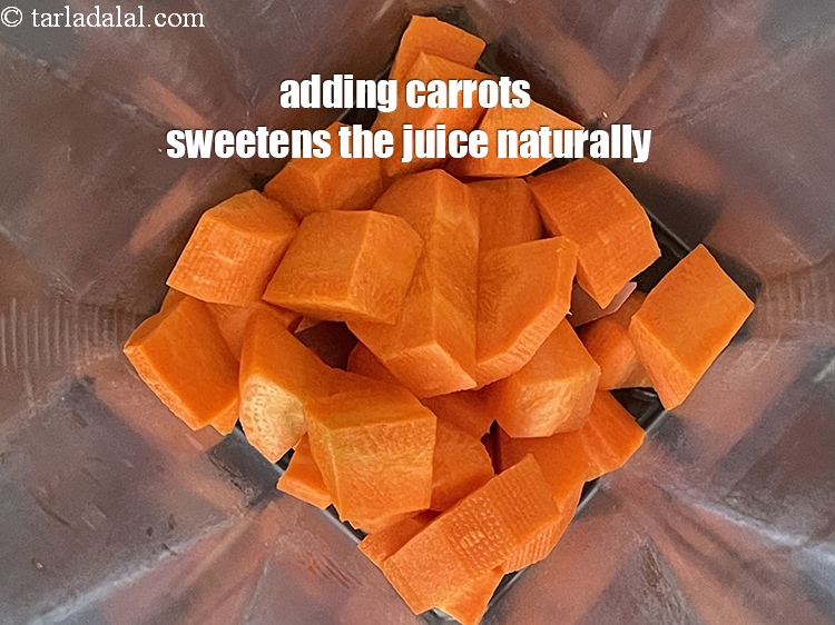 स्टेप 14 – <u><em>गाजर डालने से जूस&nbsp;</em></u><u><em>मीठा हो जाता है।&nbsp;</em></u>इसलिए यह शून्य चीनी<strong>&nbsp;स्वास्थ्यवर्धक …