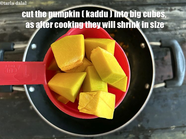 Step 31 – Cut the pumpkin into big cubes, as after cooking they shrink in size slightly.