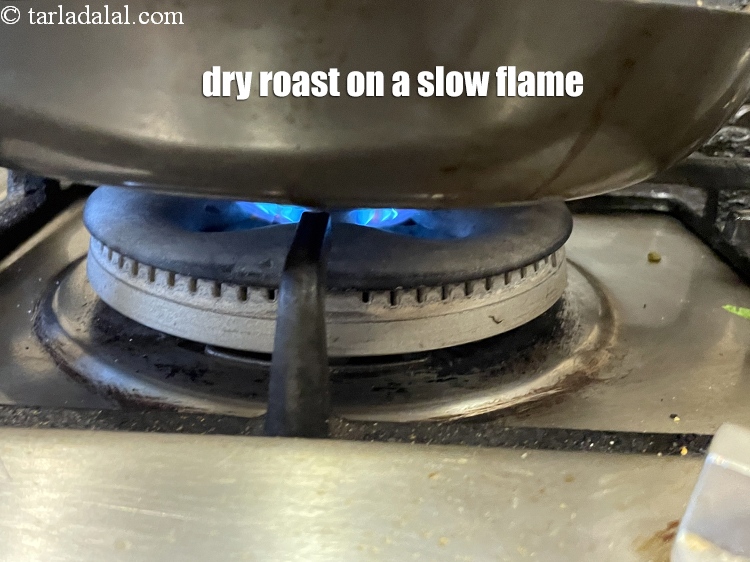 Step 24 – Dry roast on a slow (low) flame till they release a pleasant aroma, while stirring …