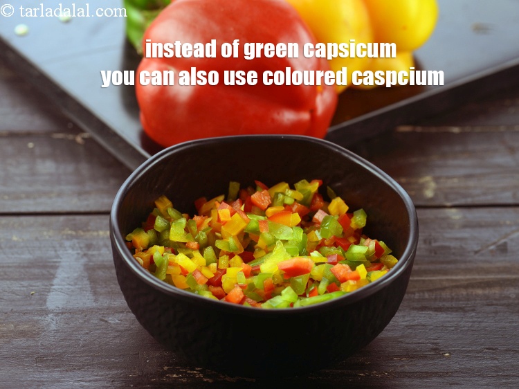 Step 27 – Instead of green capsicum you can also use coloured caspcium.