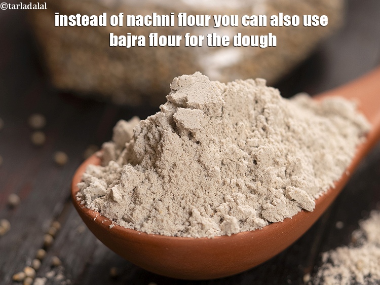 Step 29 – Instead of nachni flour you can also use bajra flour for the dough.