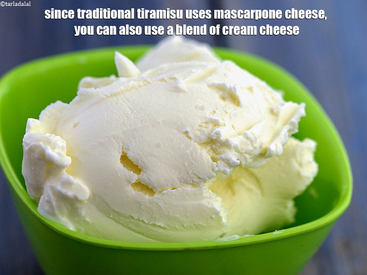 Step 25 – Since traditional tiramisu uses mascarpone cheese, you can also use a blend of cream cheese.