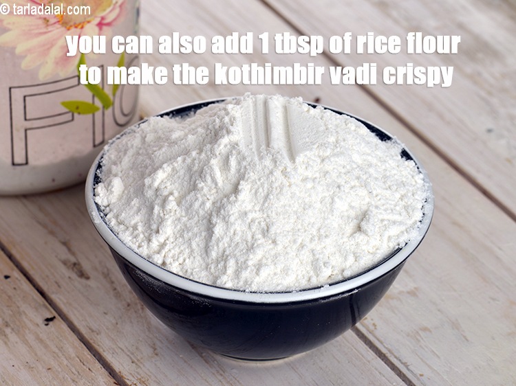 Step 22 – You can also add 1 tbsp of rice flour to make the kothimbir vadi crispy.