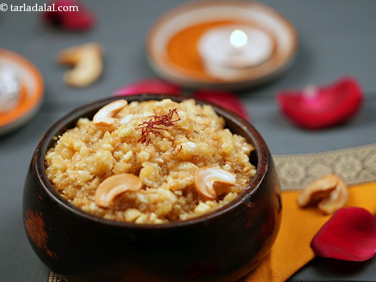 Step 17 – Always serve the sheera warm by heating it on a gas or in a microwave …