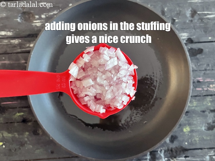 Step 42 – Adding onions in the stuffing gives a nice crunch.