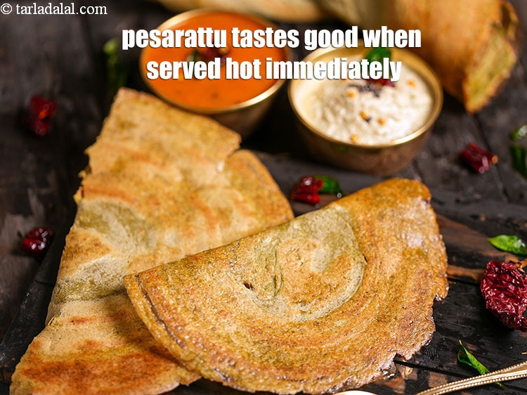 Step 26 – Pesarattu tastes good when served hot immediately.