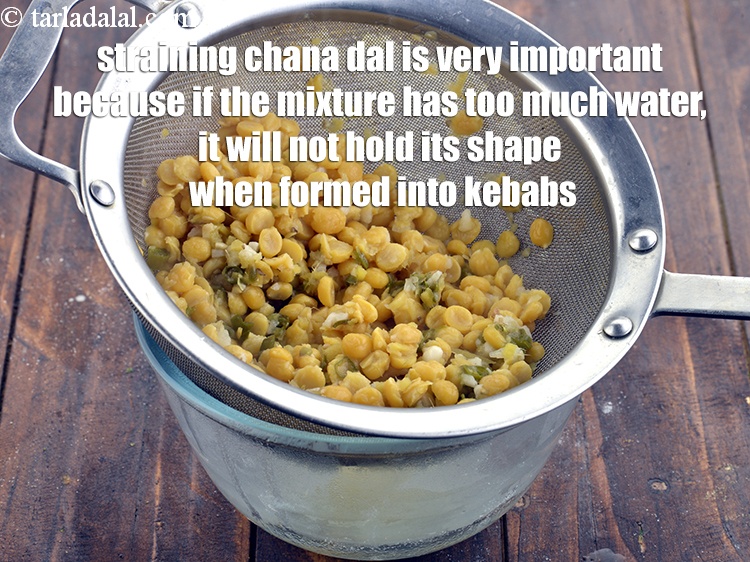 Step 32 – Straining chana dal is very important because if the mixture has too much water, it …