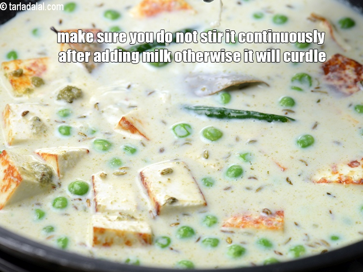 Step 27 – Make sure you do not stir it continuously after adding milk otherwise it will curdle.&nbsp;
