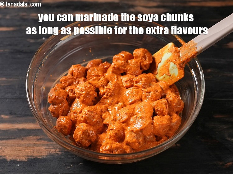 Step 48 – You can marinade the soya chunks as long as possible for the extra flavours.