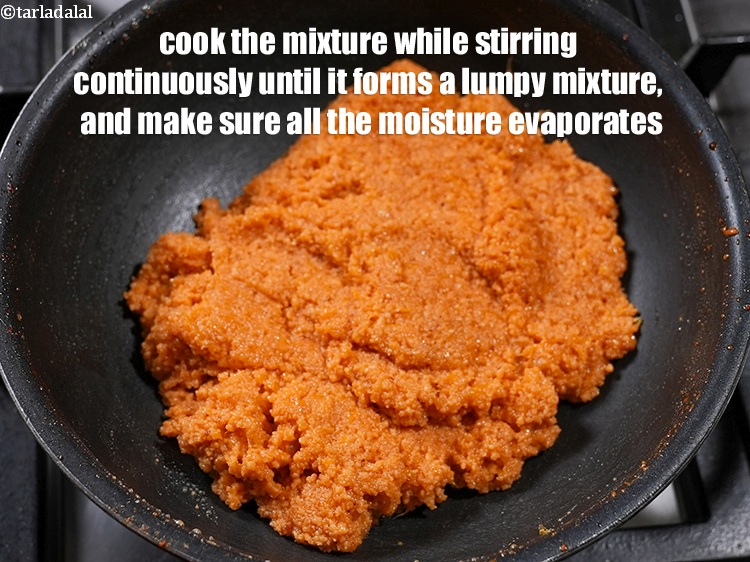 Step 24 – Cook the mixture while stirring continuously until it forms a lumpy mixture, and make sure …