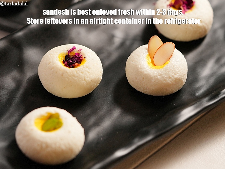Step 32 – Sandesh is best enjoyed fresh within 2-3 days. Store leftovers in an airtight container in …
