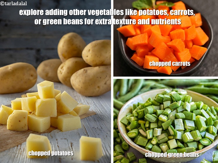 स्टेप 39 – अतिरिक्त बनावट और पोषक तत्वों के लिए आलू, गाजर, या …