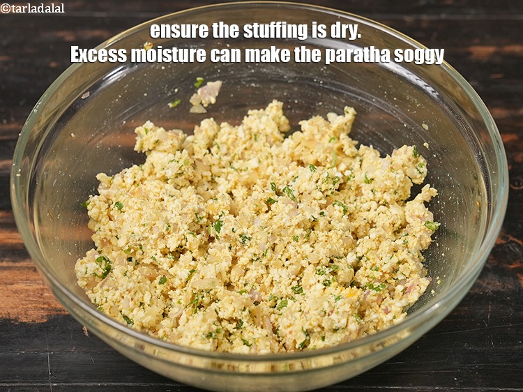 Step 34 – Ensure the stuffing is dry. Excess moisture can make the paratha soggy.