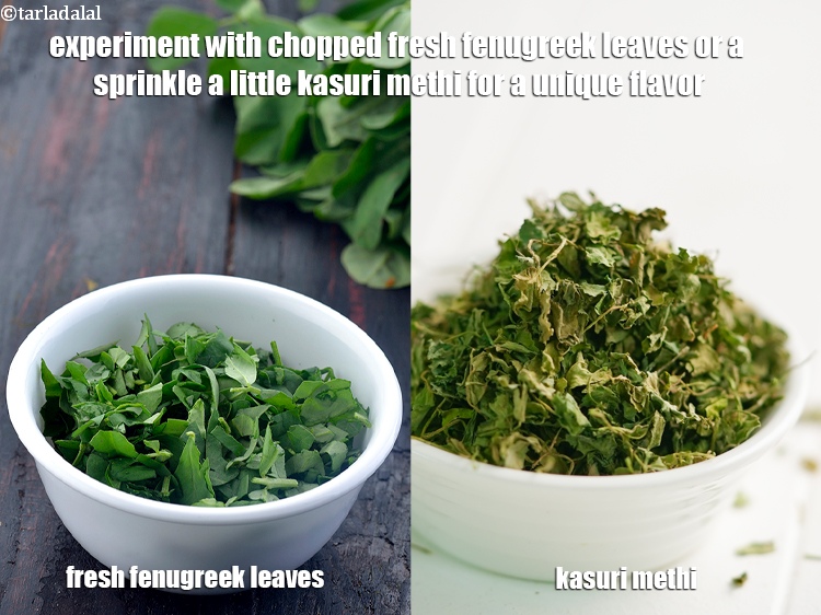 स्टेप 33 – एक अनोखे स्वाद के लिए कटी हुई ताजा मेथी की …