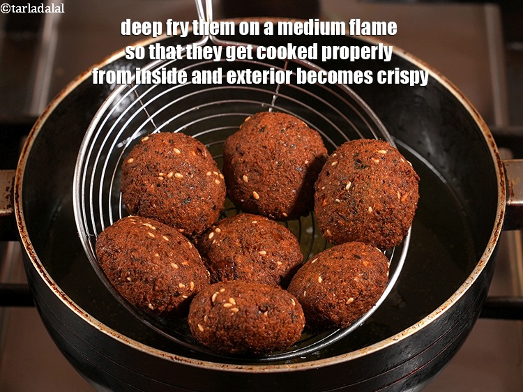 Step 29 – Deep fry them on a medium flame so that they get cooked properly from inside …