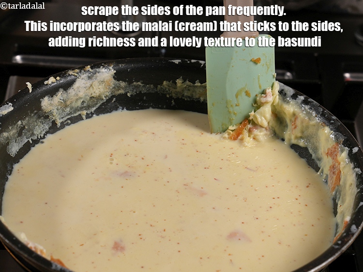 Step 26 – Scrape the sides of the pan frequently. This incorporates the malai (cream) that sticks to …
