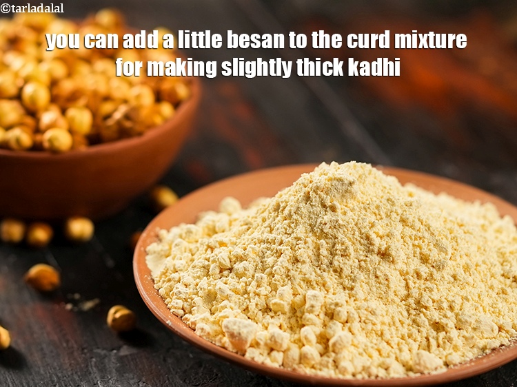 Step 32 – You can add a little besan to the curd mixture for making slightly thick kadhi.