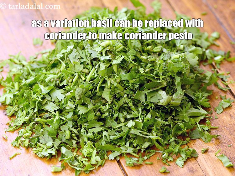 Step 13 – As a variation basil can be replaced with coriander to make coriander pesto.