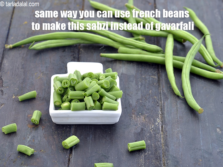 Step 37 – Same way you can use french beans to make this sabzi&nbsp;instead of gavarfali.