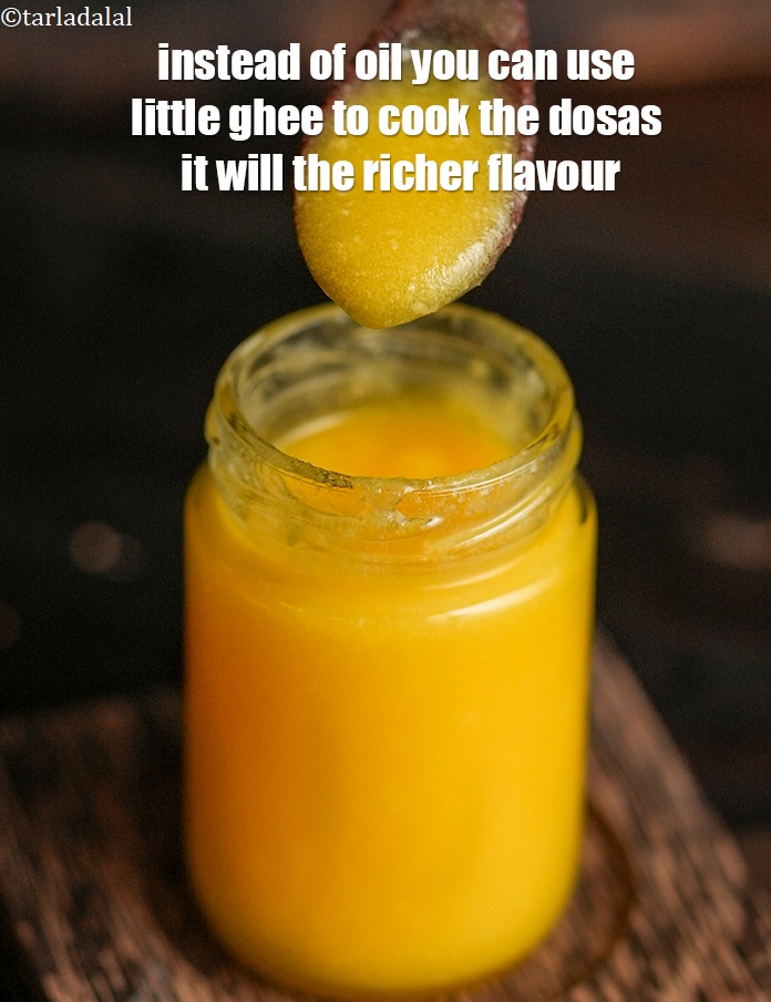 Step 23 – Instead of oil you can use little ghee to cook the dosas it will the …