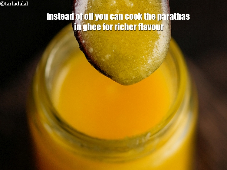 Step 24 – Instead of oil you can cook the parathas in ghee for richer flavour.