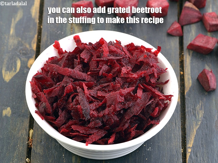 Step 30 – You can also add grated beetroot in the stuffing to make this recipe.