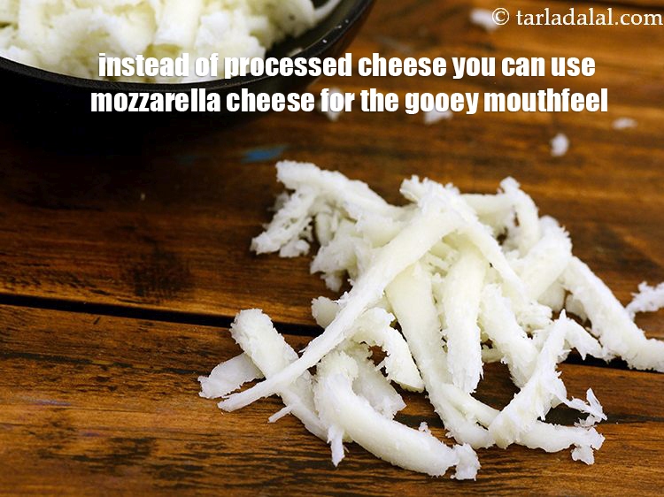 Step 22 – Instead of processed cheese you can use mozzarella cheese for the gooey mouthfeel.&nbsp;<br /> &nbsp;
