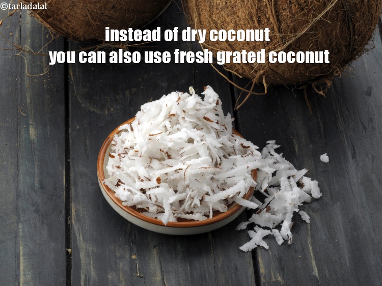Step 28 – Instead of dry coconut you can also use fresh grated coconut.