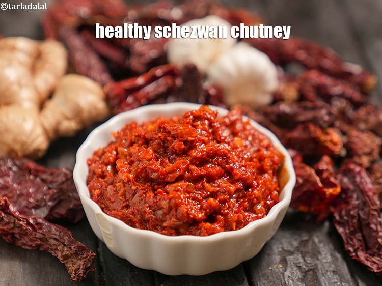 Step 28 – Here is the recipe for making <strong><a href="https://www.tarladalal.com/healthy-schezwan-chutney-32640r" target="_blank">healthy schezwan chutney</a></strong>.