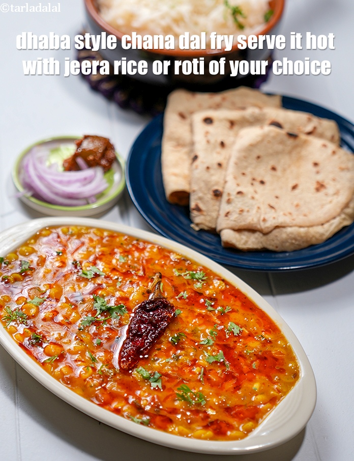 स्टेप 40 – <strong>ढाबा स्टाइल चना दाल फ्राई</strong>&nbsp;को जीरा चावल या अपनी पसंद …