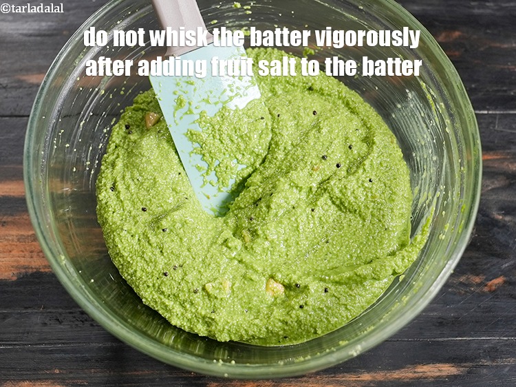 Step 31 – Do not whisk the batter vigorously after adding fruit salt to the batter.&nbsp;