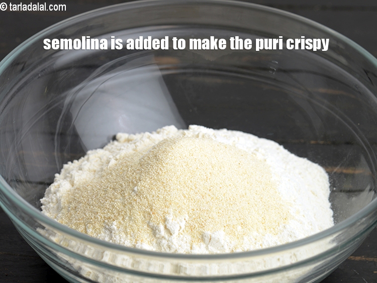 Step 38 – Semolina is added to make the puri crispy.