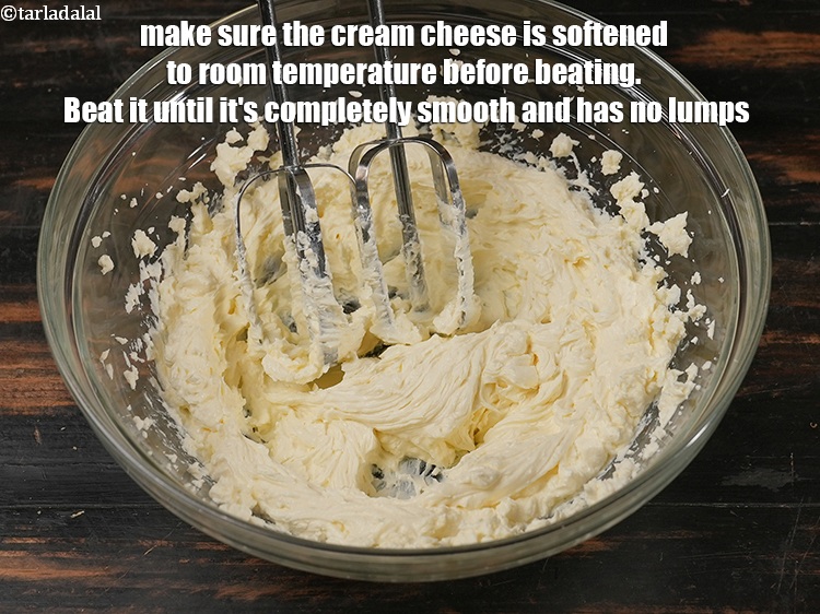 Step 34 – Make sure the cream cheese is softened to room temperature before beating. Beat it until …