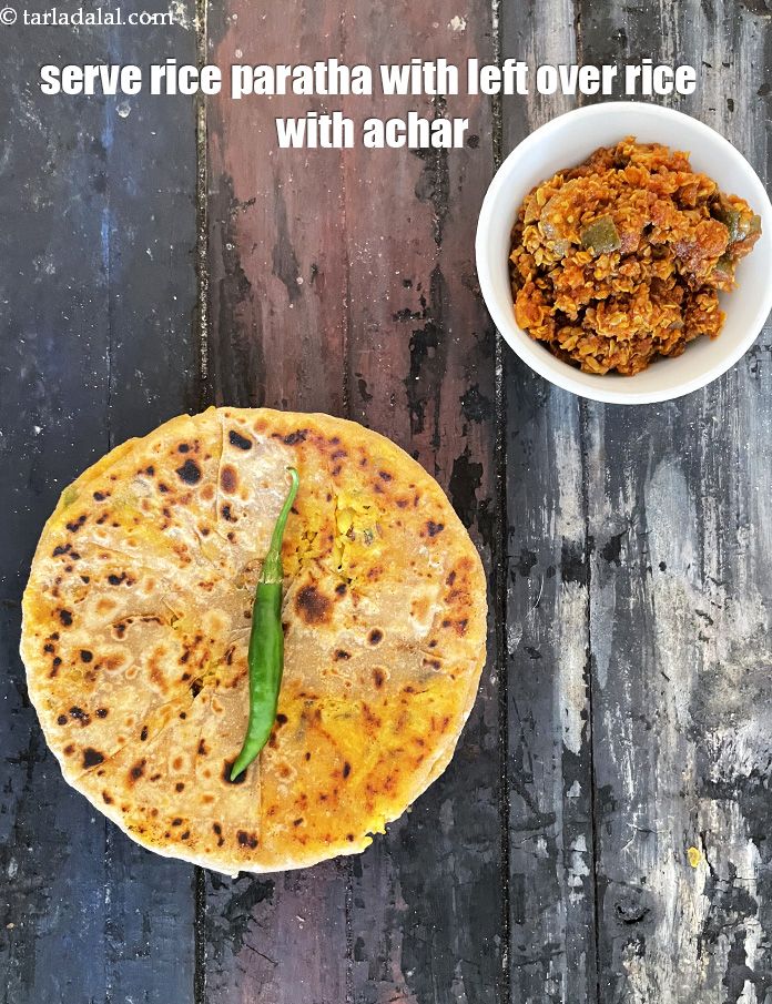 Step 46 – Serve&nbsp;<strong>rice paratha recipe | stuffed rice paratha | rice paratha with left over rice |&nbsp;</strong>with …