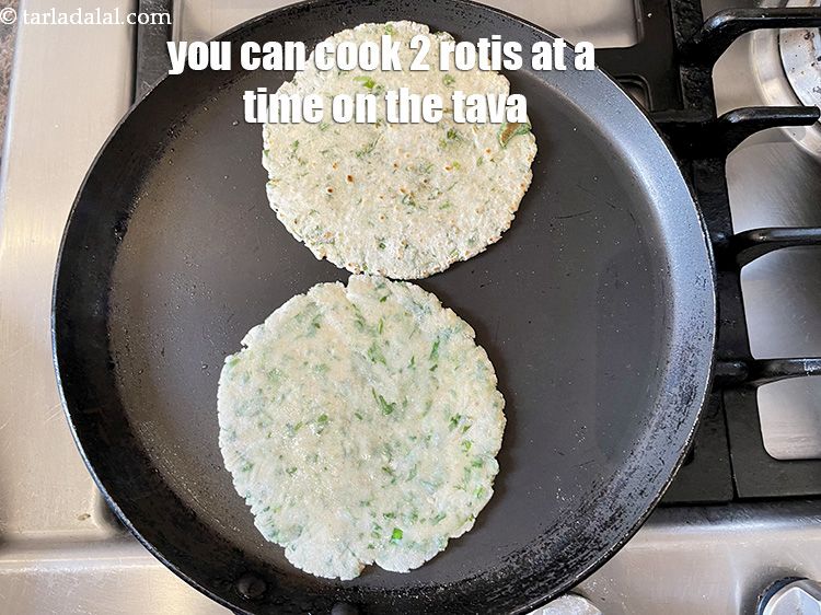 Step 28 – You can cook 2 rotis at one time on the tava.