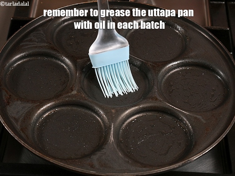 Step 39 – Remember to grease the uttapa pan with oil in each batch.