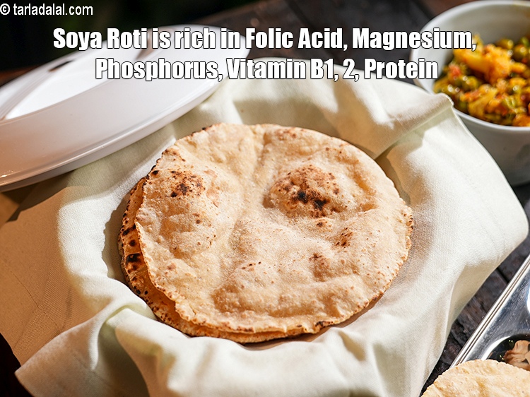 Step 26 – <strong>Soya Roti&nbsp;is rich in&nbsp;Folic Acid,&nbsp;Magnesium,&nbsp;Phosphorus,&nbsp;Vitamin B1, 2, Protein.</strong> <ol> <li><strong>Folic Acid</strong>&nbsp;<strong>(Vitamin B9):</strong>&nbsp;<a href="https://www.tarladalal.com/recipes-for-Pregnancy-Folic-Acid-Rich-447">Folic acid</a>&nbsp;is an …